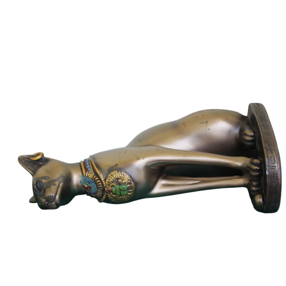 Veronese Egyptian Bastet Cat Goddess Statue Bronze Finish Scarab Amulet 5.5 Inch - Picture 6 of 11
